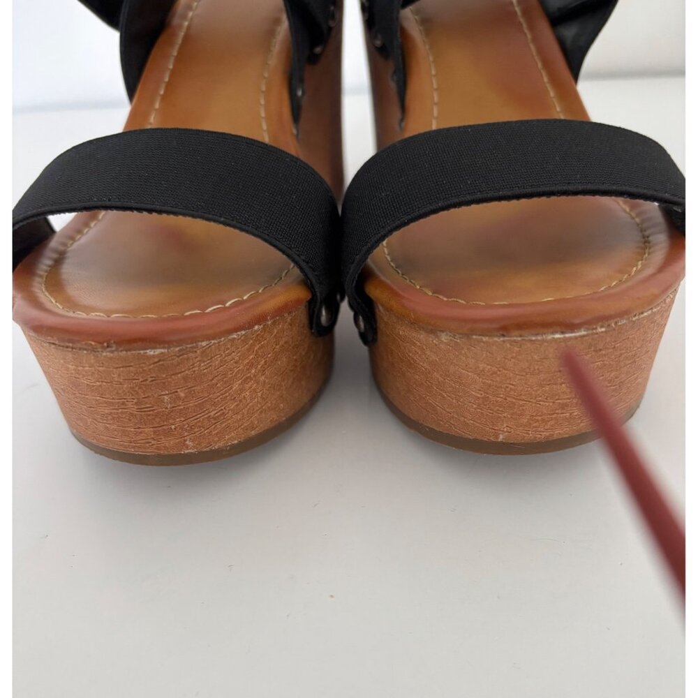 MIA Sandals 10~Fits 9 Chunky Platform Strappy Wooden Heel Retro Boho Cowgirl - Picture 2 of 15
